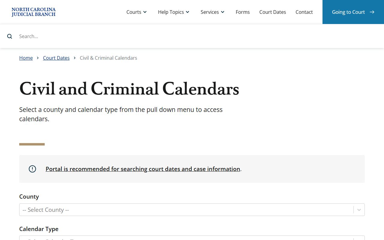 Dare County court dockets N.C. court calendar search