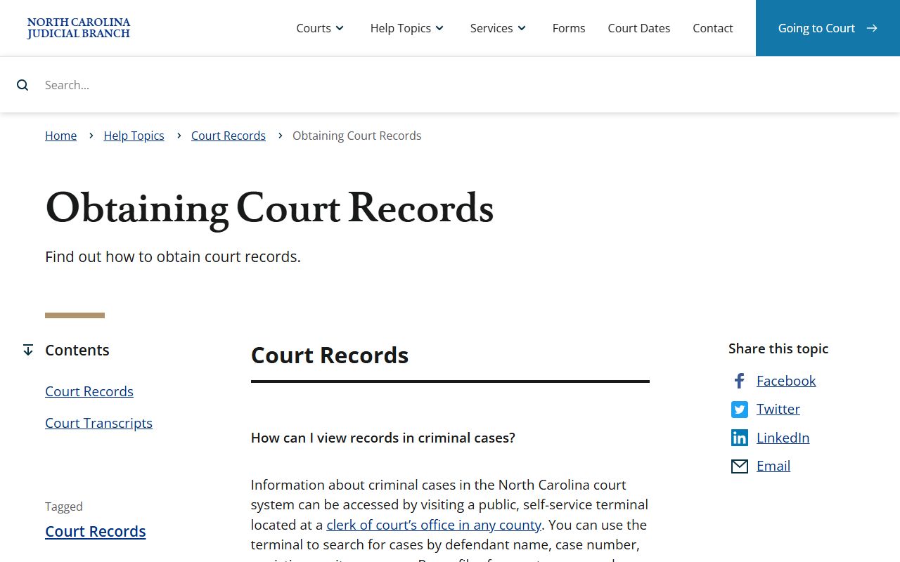 Dare County court records obtaining court records instructions