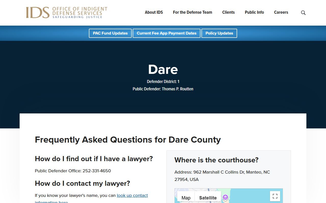 Dare County criminal court records N.C. Indigent Defense Services