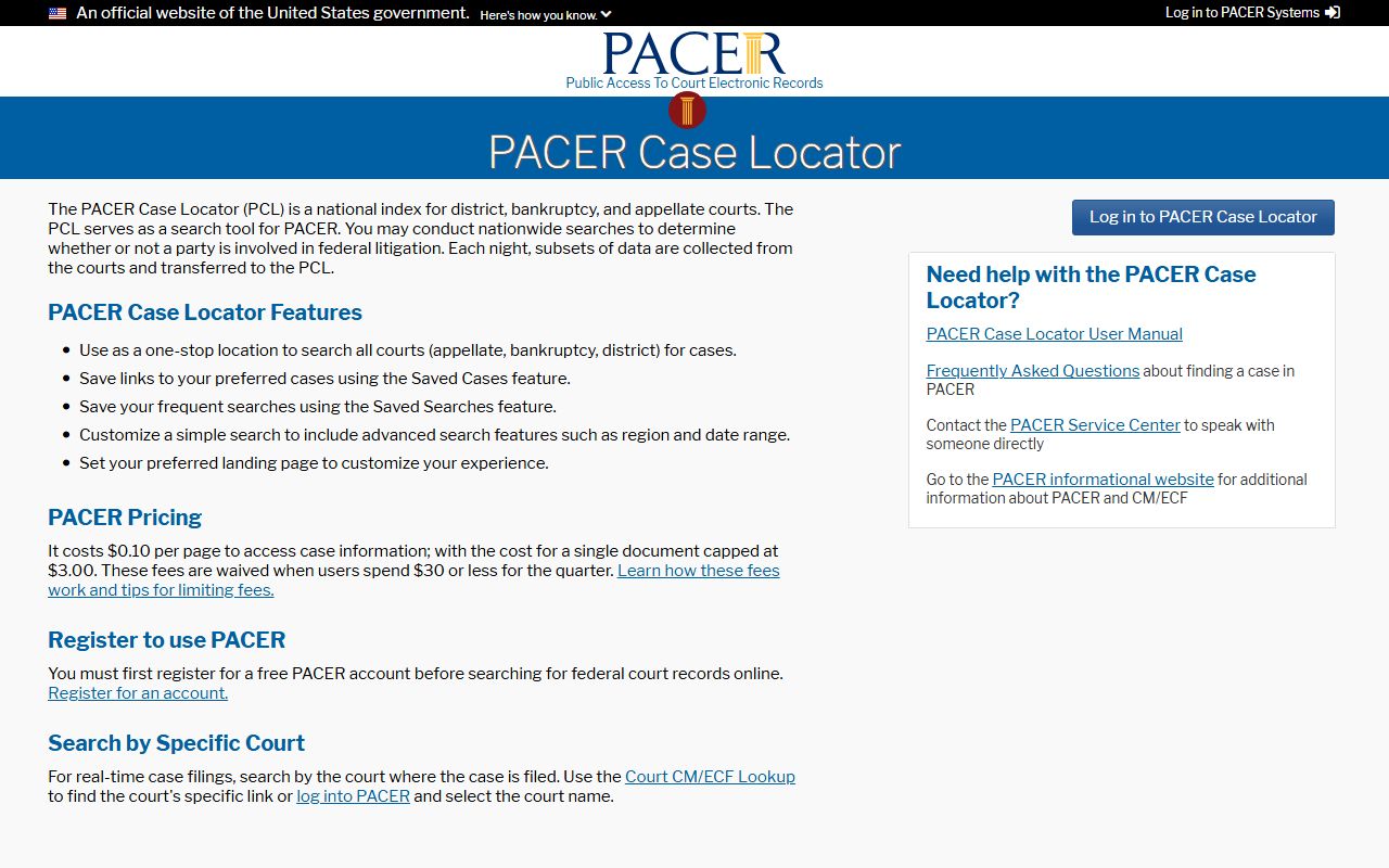 Dare County Superior Court records and PACER Case Locator federal searches