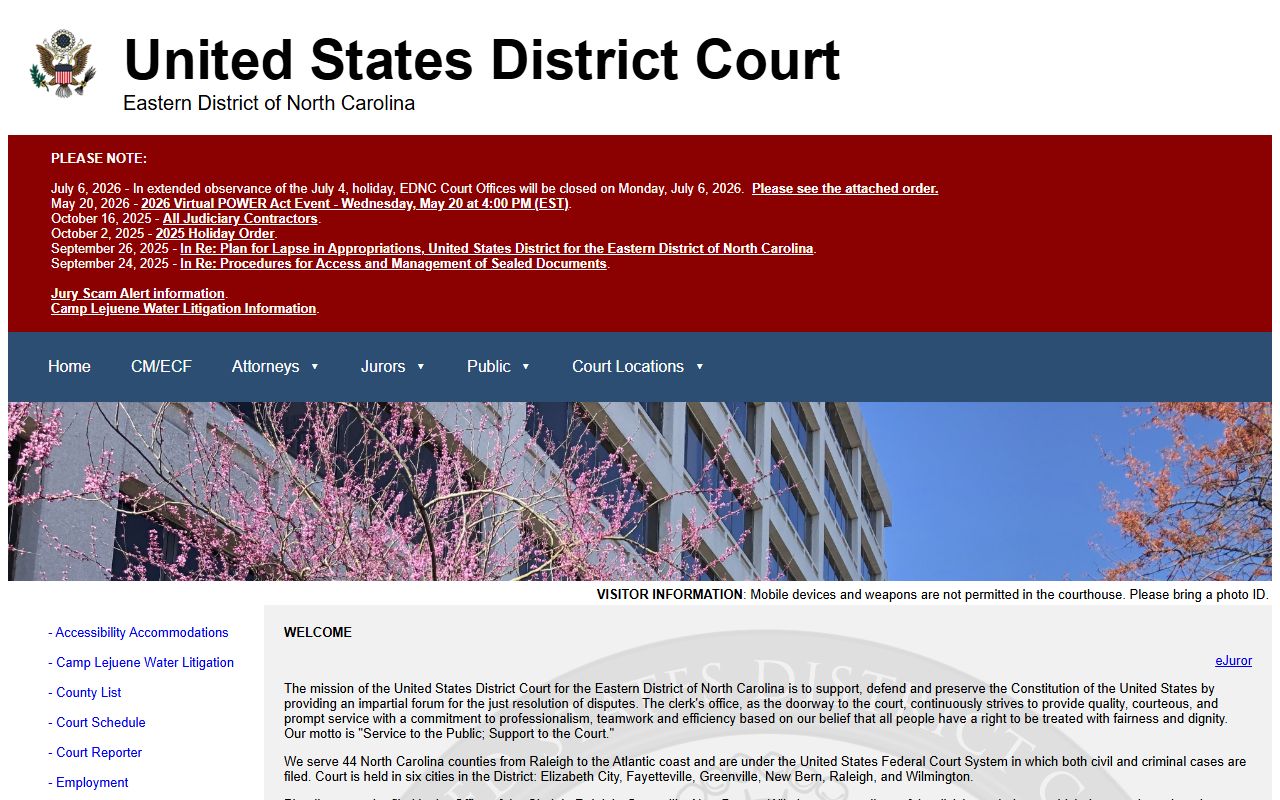 Dare County Superior Court records and Eastern District federal court distinction