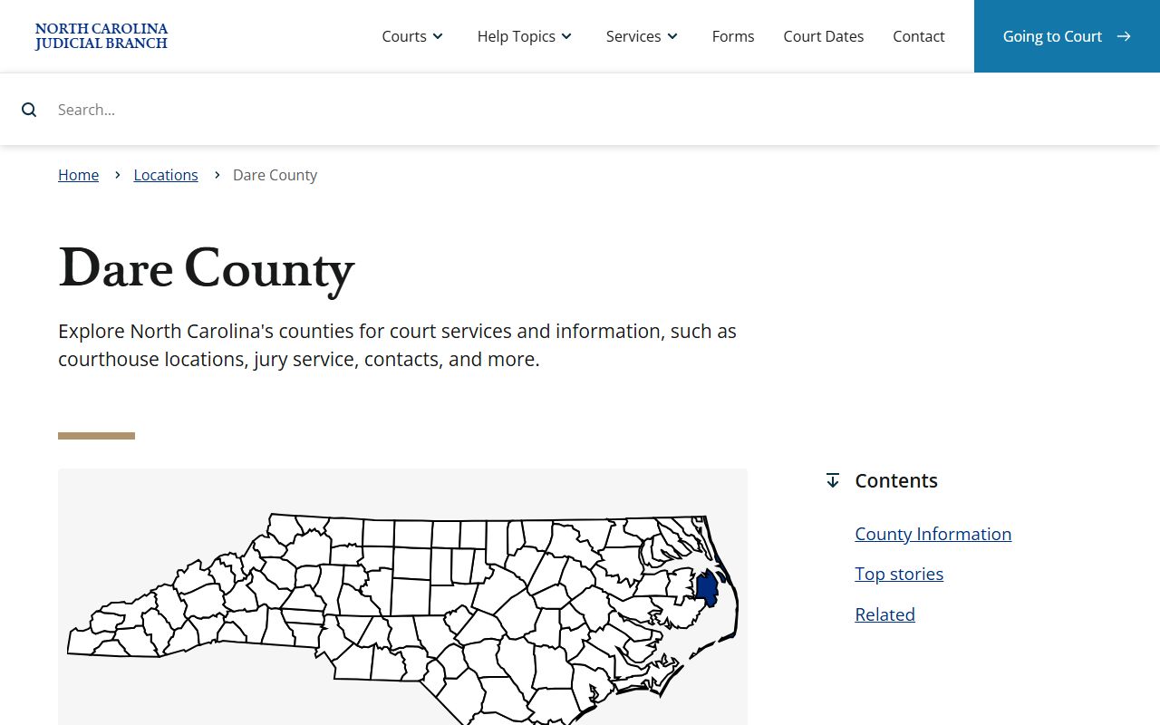Dare County court records Judicial Branch search page