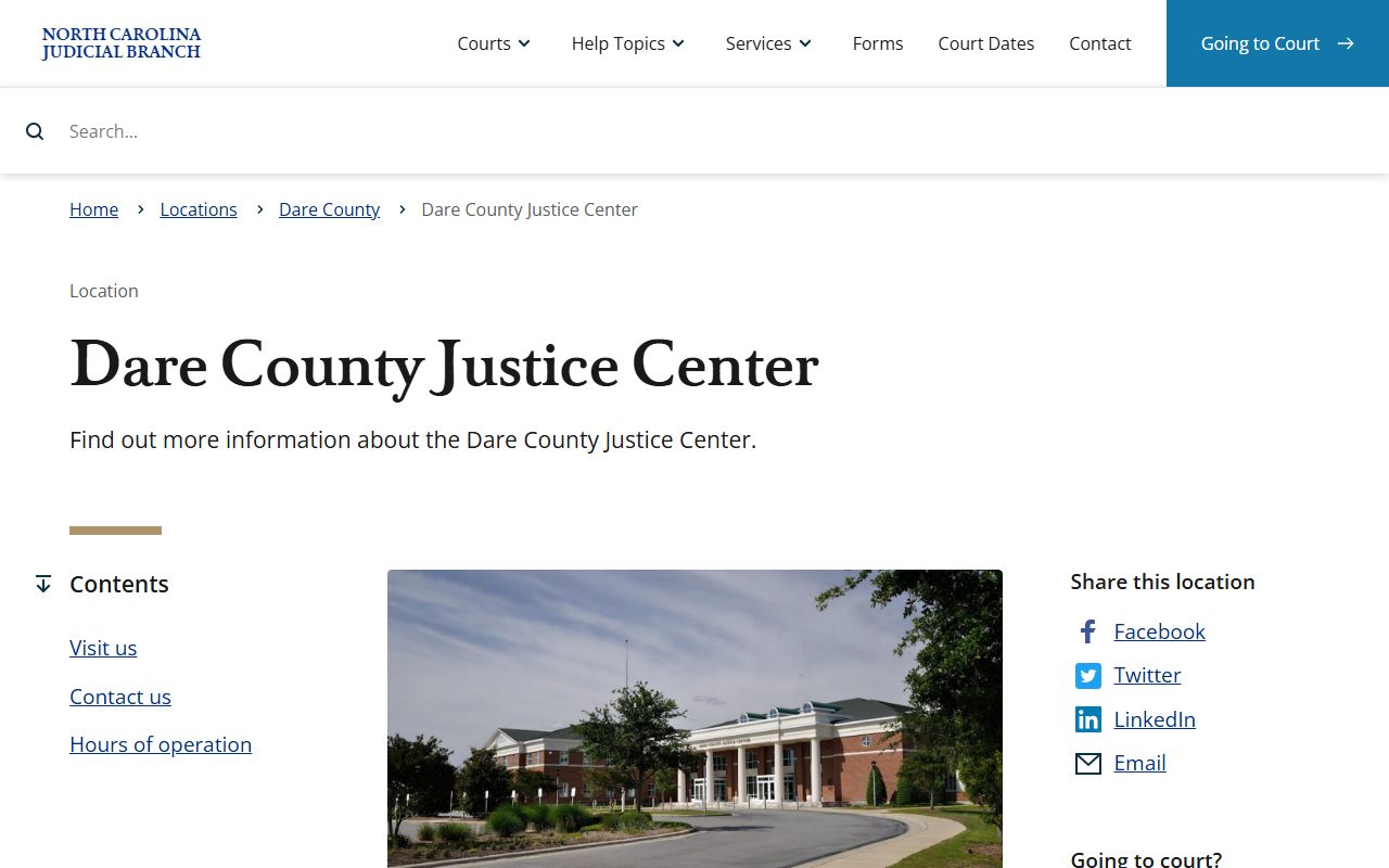 Dare County court records Justice Center information