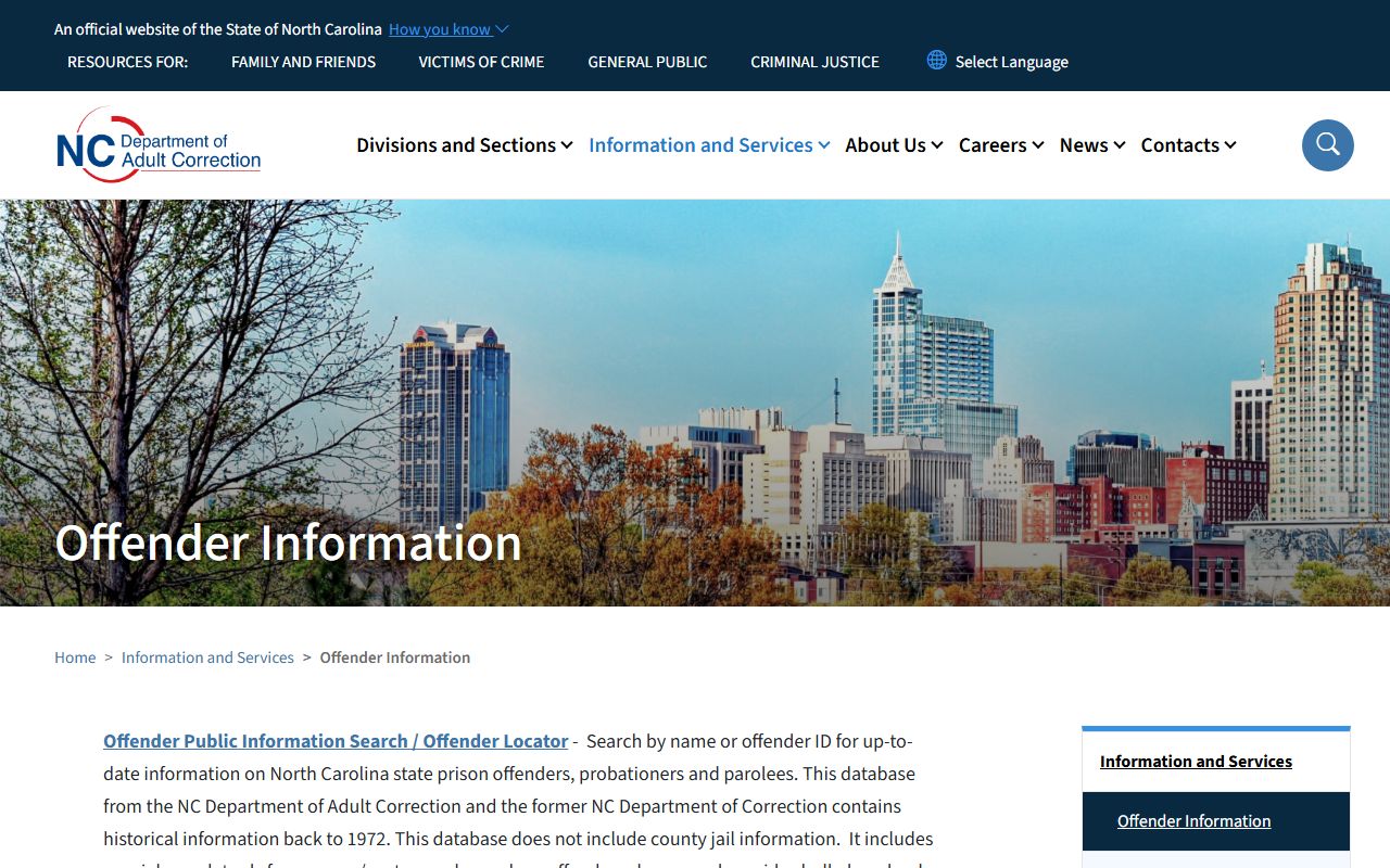 Dare County inmate records and North Carolina DAC offender search