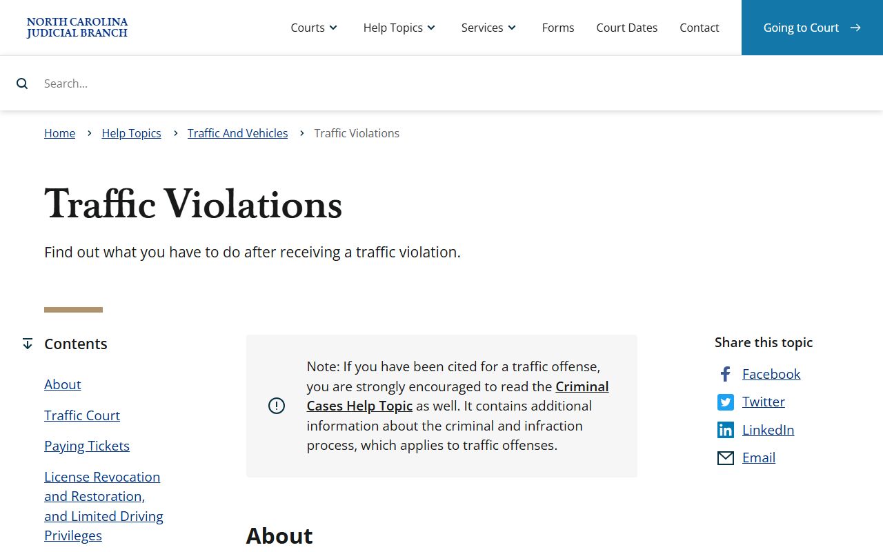 Dare County traffic court records and North Carolina traffic violations
